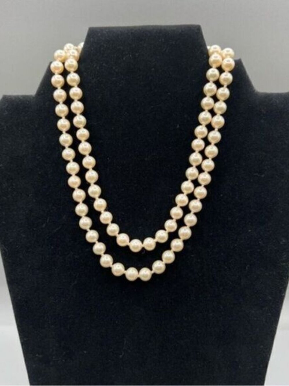 Vintage G. Silver Faux Pearl Necklace